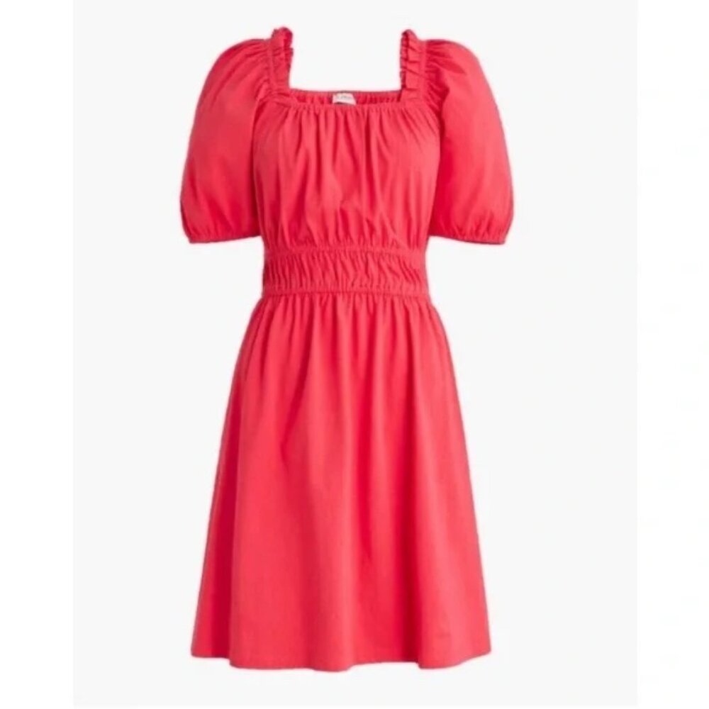 J. Crew Factory Coral Puff-Sleeve Mini Dress
